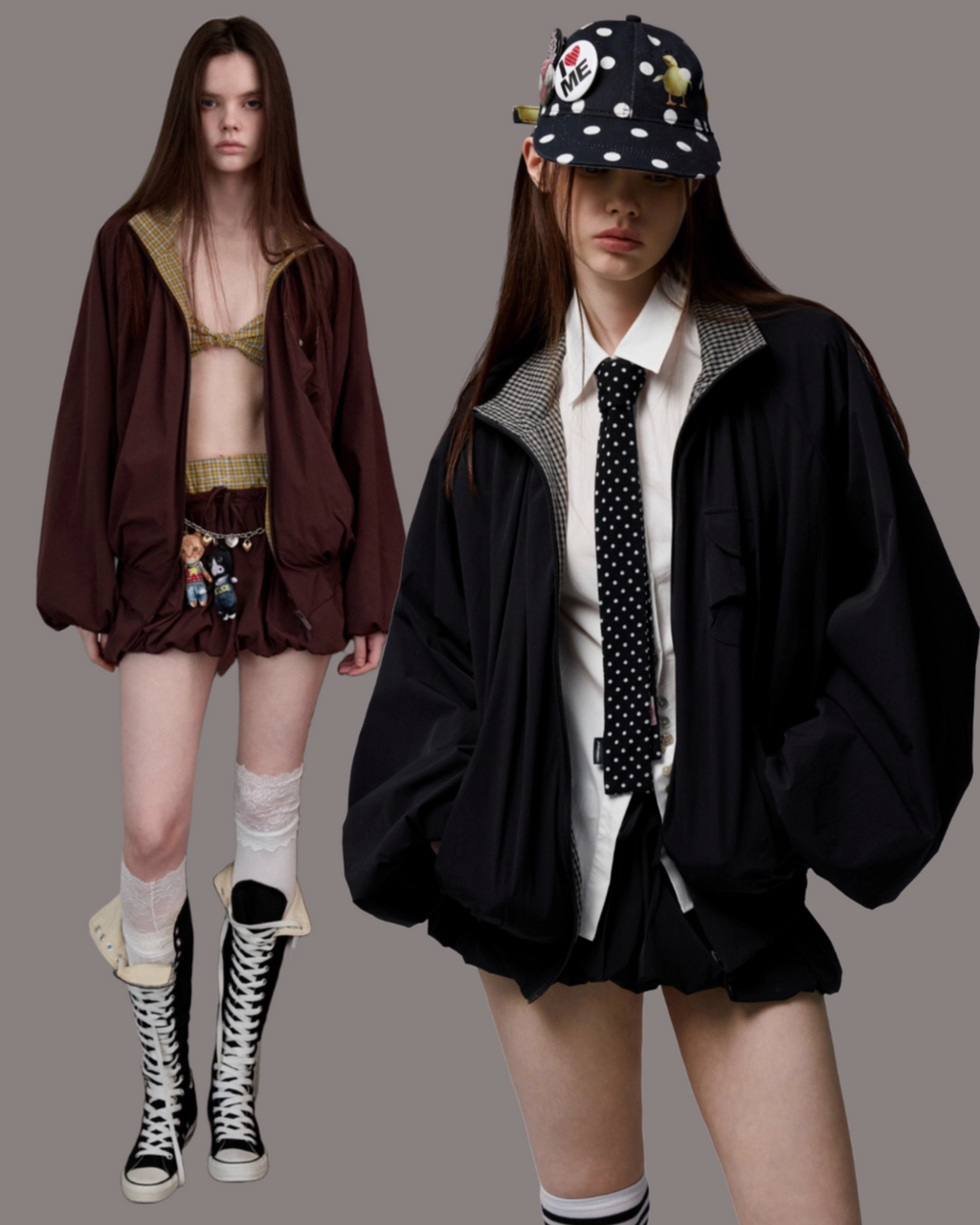 ♱ PLAID PANEL 2点セット＆スカート＆ブラレット2色 ♱