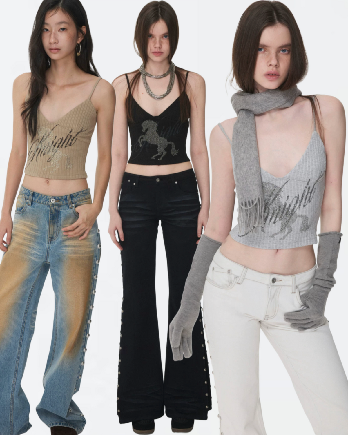KNIGHT RHINESTONE CABLE-KNIT CAMI – 3colors