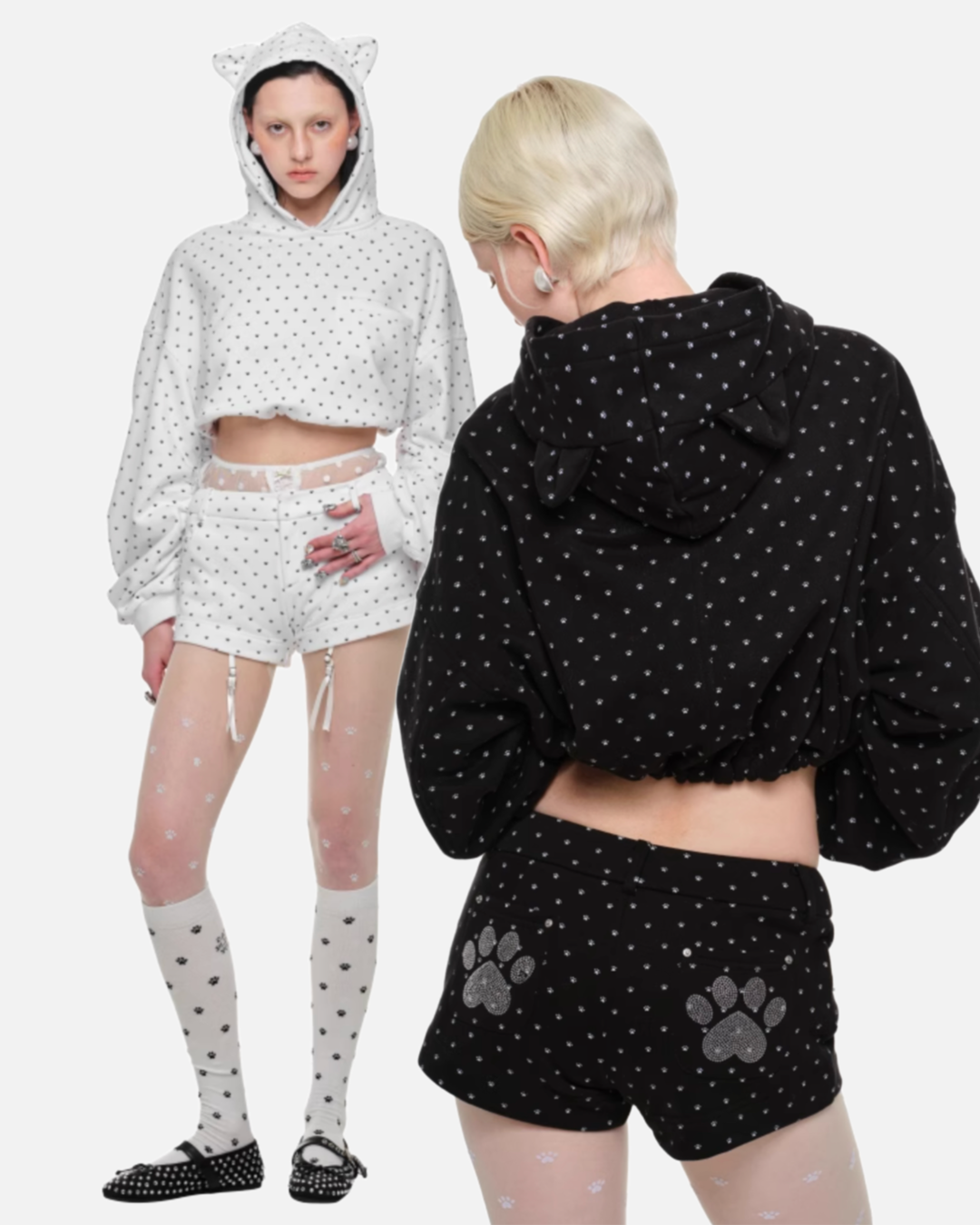 NYKKO CROPPED HOODIE + SWEATSHORTS 2-PIECE SET – 2colors