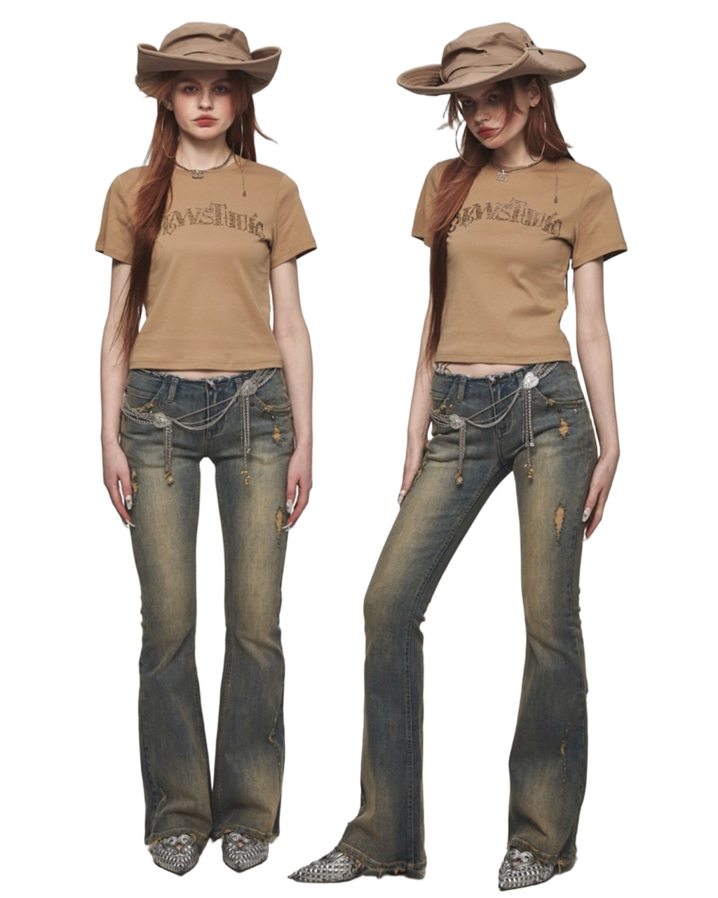 ⭑1JINN EXCLUSIVE ITEM AVAILABLE EXCLUSIVELY ONLINE AT SHELONGZ⭑ IN STOCK ♱ Y2K STAR STUDS & RHINESTONE STARS JEANS - 2styles