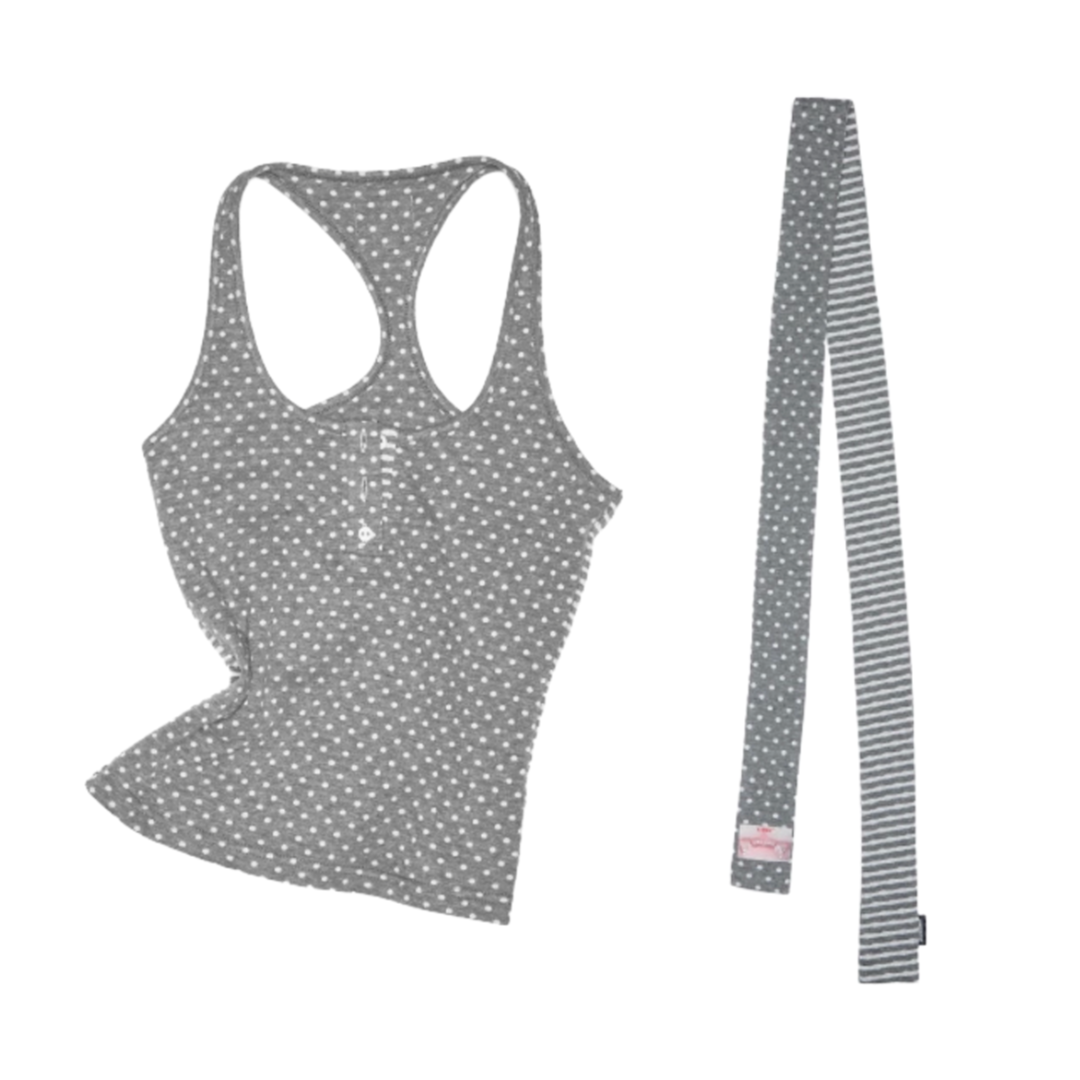 POLKA DOT TANK TOP + FREE SCARF & FLARED PANTS – 3colors