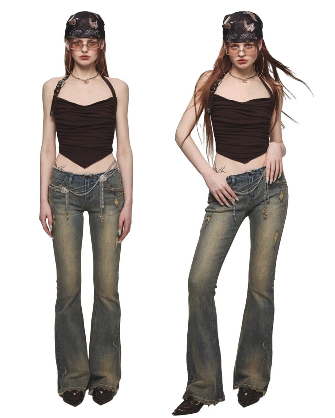 ⭑1JINN EXCLUSIVE ITEM AVAILABLE EXCLUSIVELY ONLINE AT SHELONGZ⭑ IN STOCK ♱ Y2K STAR STUDS & RHINESTONE STARS JEANS - 2styles