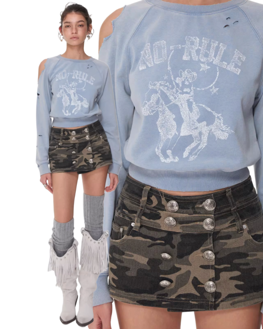 CAMO BUTTON-FRONT WRAP SKORT